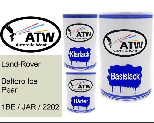Land-Rover, Baltoro Ice Pearl, 1BE / JAR / 2202: 500ml Lackdose + 500ml Klarlack + 250ml Härter - Set, von ATW Autoteile West.
